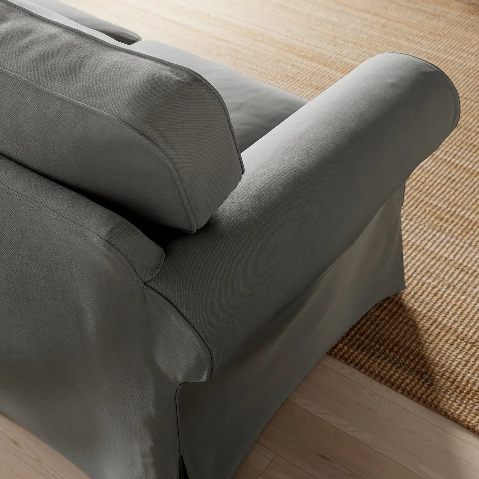 EKTORP Armchair and footstool, Hakebo dark grey