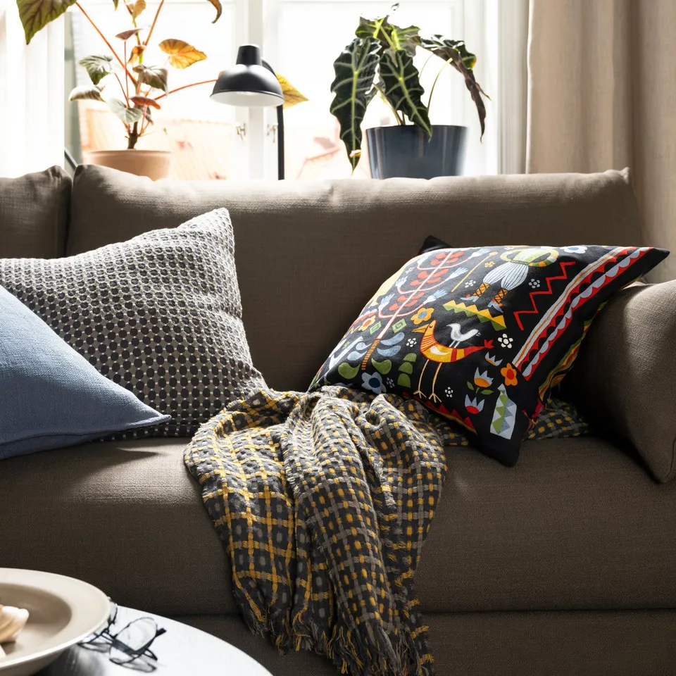 HYLTARP 2-seat sofa, Gransel grey-brown