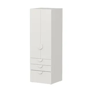 SMÅSTAD / PLATSA wardrobe, white white/with 3 drawers, 60x55x180 cm