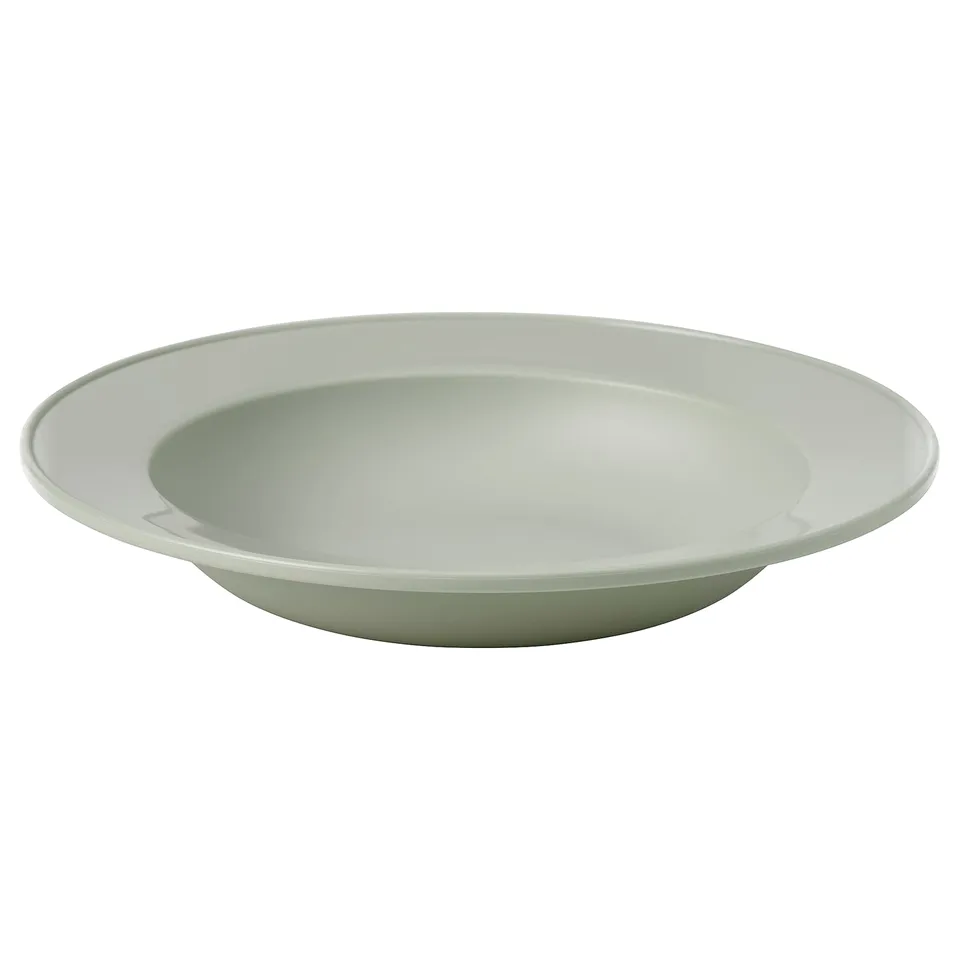 SIMKRABBA Deep plate, plastic/green-grey, 22 cm
