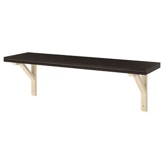 BERGSHULT / SANDSHULT wall shelf, brown-black/aspen, 80x20 cm