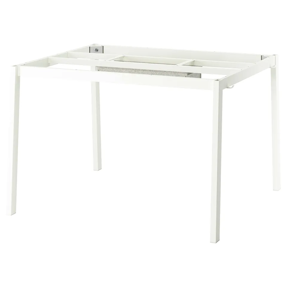 MITTZON white metal table frame, square, minimalist design.
