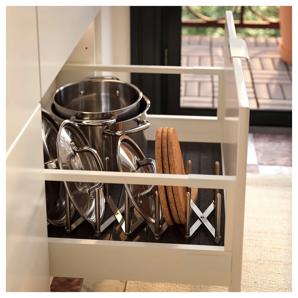 VARIERA Pot lid organiser, stainless steel