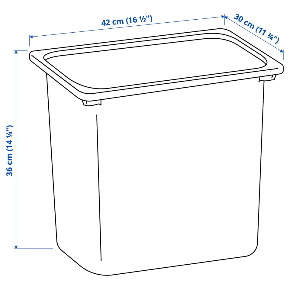 Illustration with measurements for the product: TROFAST.