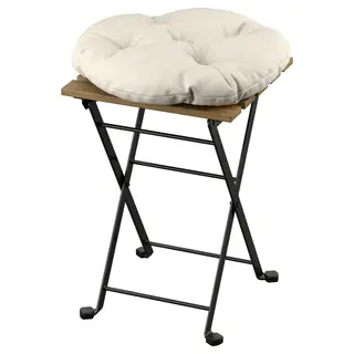 TÄRNÖ stool, outdoor, folding black/light brown stained/Kuddarna light grey-beige, Width 30 x Depth 29 x Height 46 cm