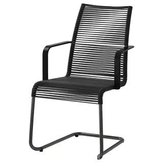 VÄSMAN chair with armrests, outdoor, black, Width 54 x Depth 59 x Height 92 cm