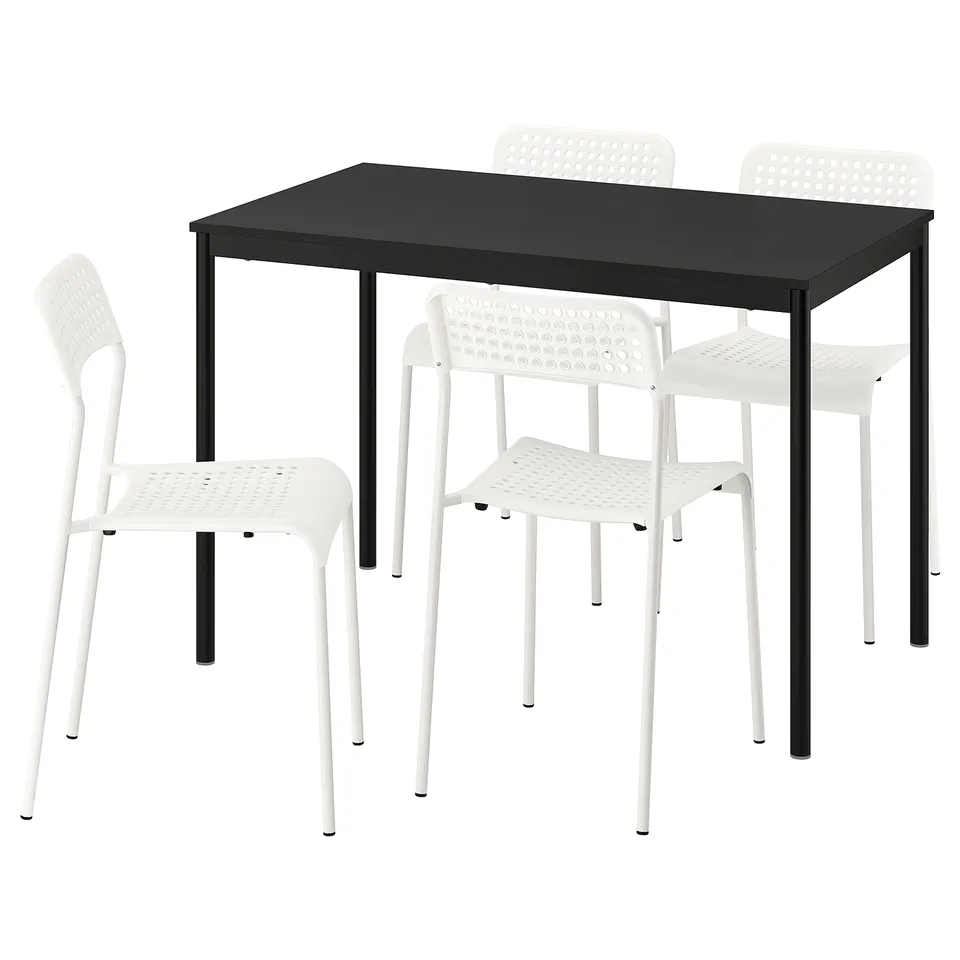 SANDSBERG Table and 4 chairs, black black/white, 110x67 cm
