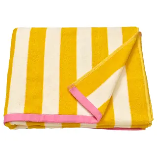 SLÅNHÖSTMAL bath towel, white/yellow striped, 70x140 cm