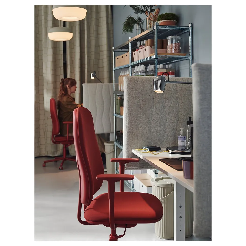 SMÖRKULL Office chair with armrests, Gräsnäs red