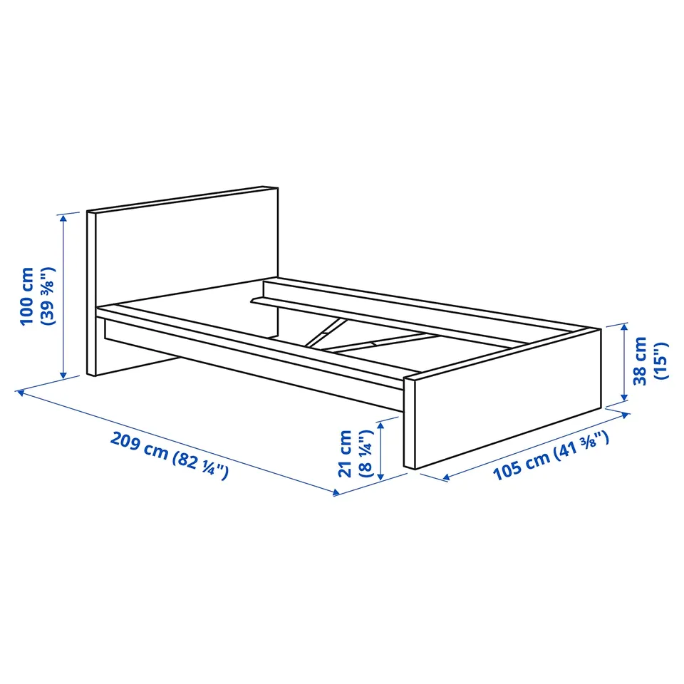 MALM Bed frame with mattress, white/Valevåg super firm, 90x200 cm