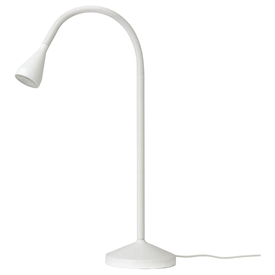 NÄVLINGE white table lamp, adjustable neck, modern design.