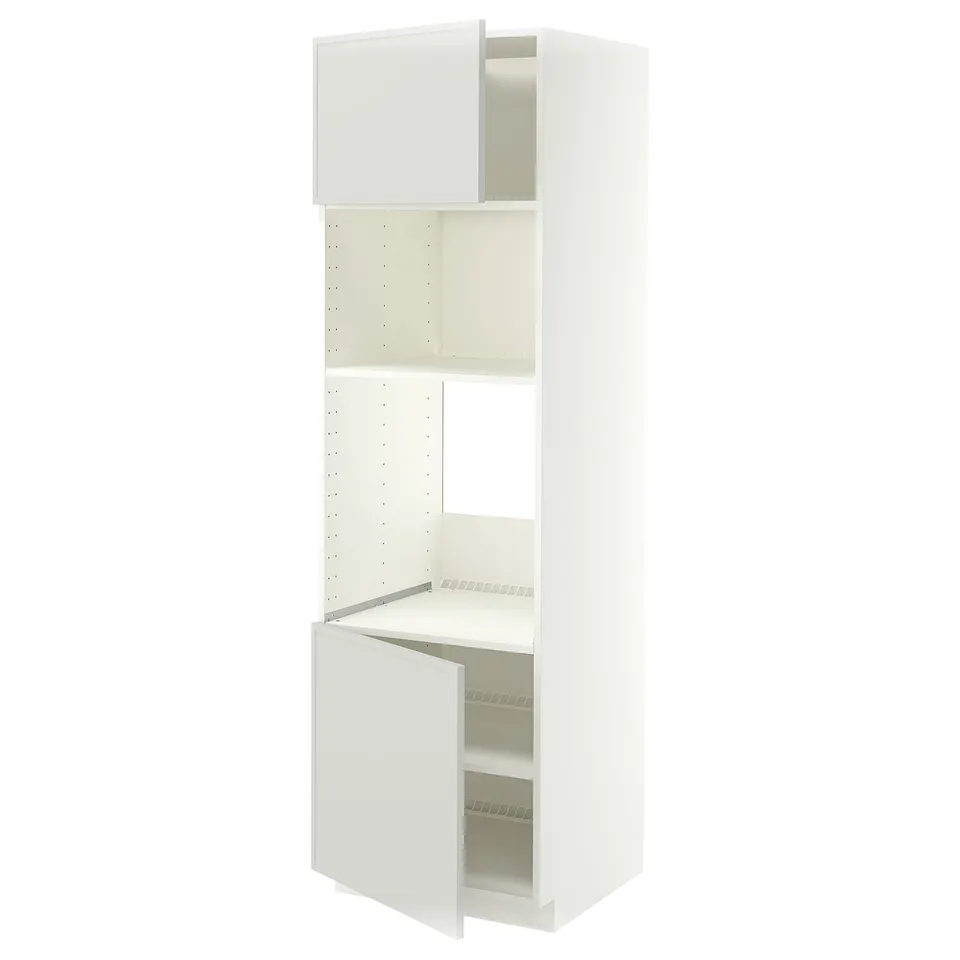 METOD High cabinet f built-in appliances, white/Aspudden light grey, 60x60x200 cm