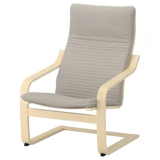 POÄNG armchair, birch veneer/Knisa light beige, Width 68 x Depth 83 x Height 100 cm