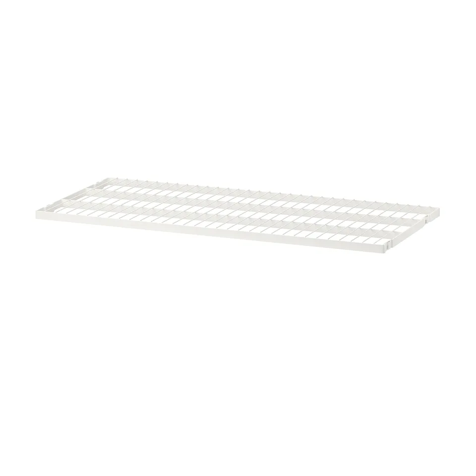 White wire storage shelf with grid pattern, part of BOAXEL system.