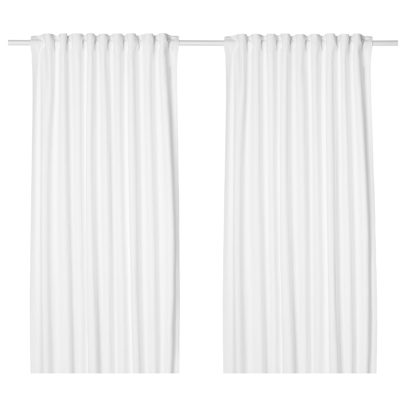 TIBAST curtains, 1 pair, white/with heading tape, 145x300 cm
