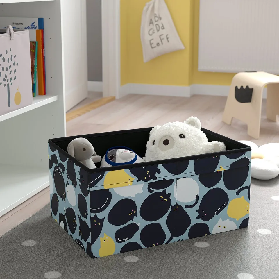 SKÅJARE Box, black/blue, 53x37x26 cm