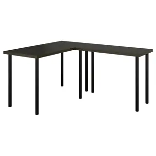 LAGKAPTEN / LINNMON L-shaped desk, black-brown/black, 120x160 cm