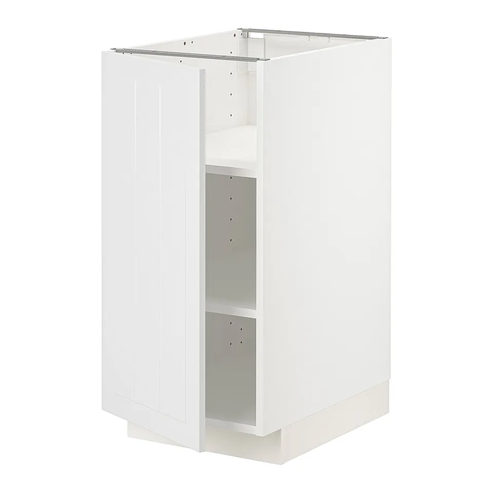 White METOD base cabinet with shelves.