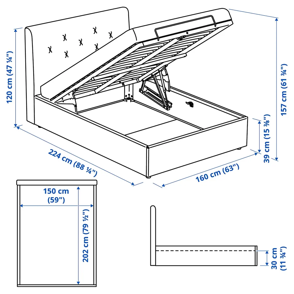 Illustration with measurements for the product: IDANÄS.