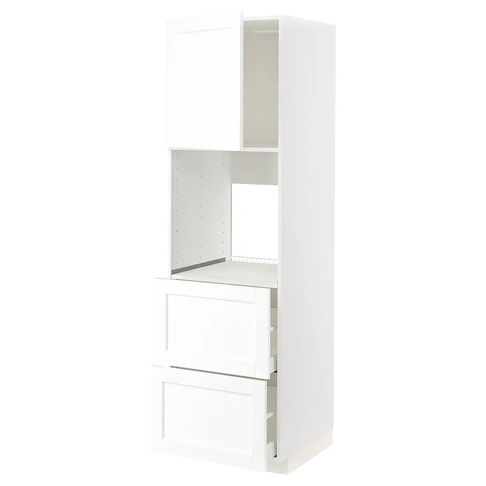 METOD kitchen unit: white, tall, with drawers & shelves.