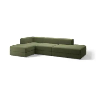 JÄTTEBO 3,5-seat mod sofa w chaise longues, Samsala dark yellow-green, Width 324 x Depth 160 x Height 71 cm