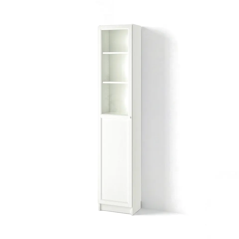 BILLY / OXBERG Bookcase with panel/glass door, white/glass, 40x30x202 cm