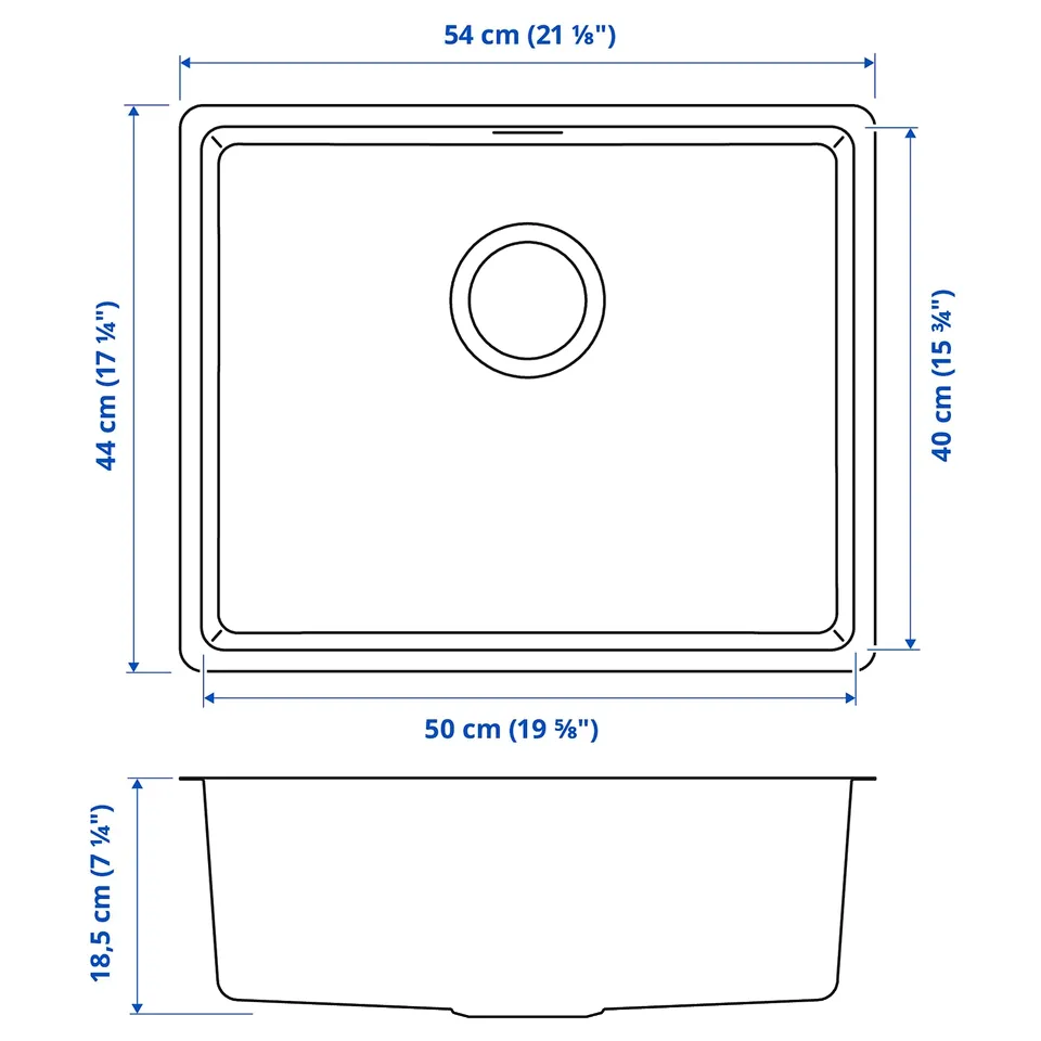Illustration with measurements for the product: VRESJÖN.