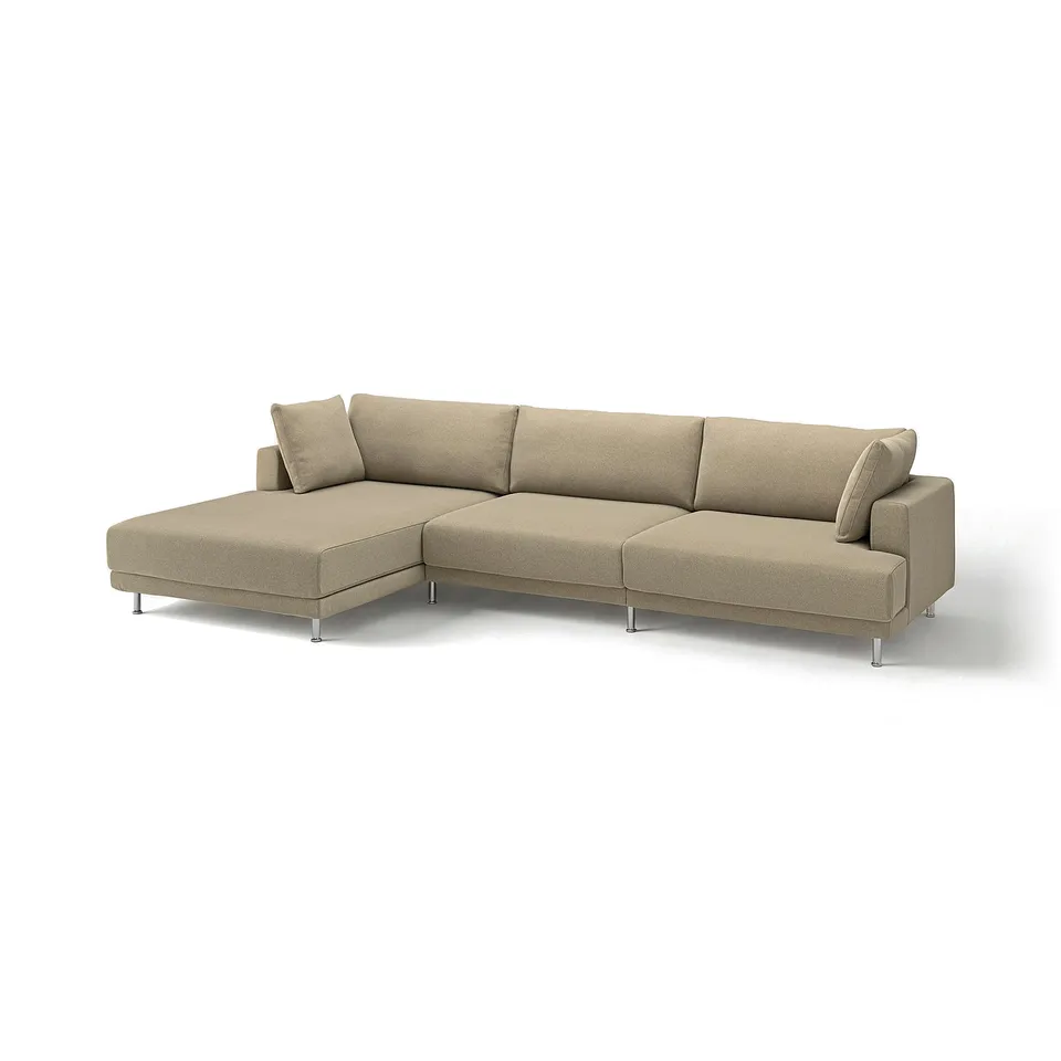 An UPPÅKRA beige sectional sofa with plush cushions and sleek metal legs, offering a comfortable and stylish seating option.