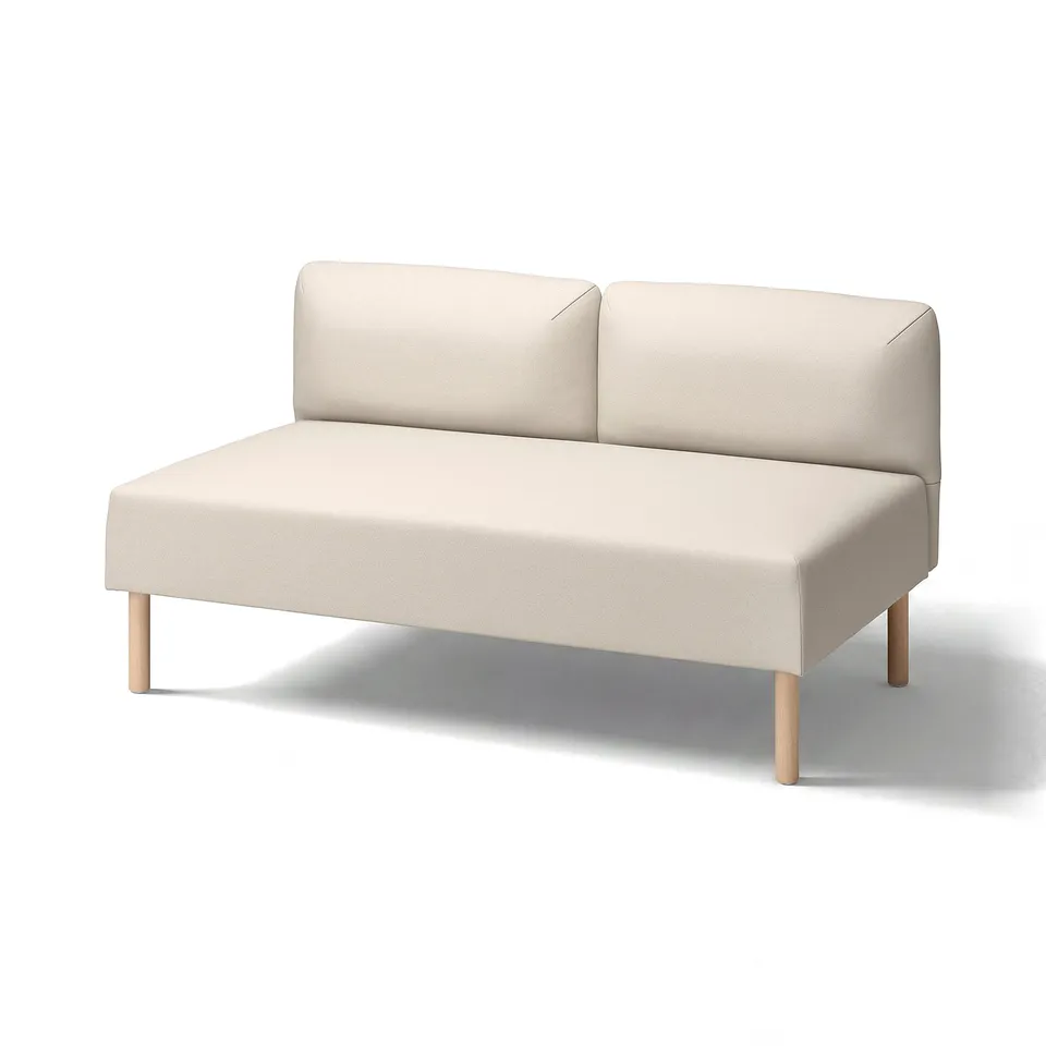 A modern, light beige LILLEHEM modular sofa with a minimalist design. It has a plush seat and back, supported by light wood legs.