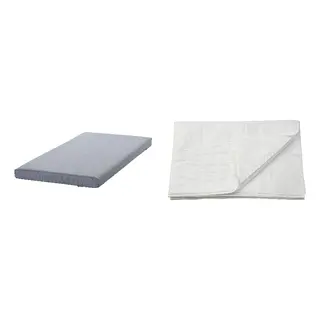 LUDDROS/ÅGOTNES set: foam mattress + mattress protector, firm/light blue, 90x200 cm