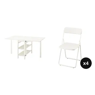 VIHALS set: dining table + chair x4, white, 39/95/151x90 cm