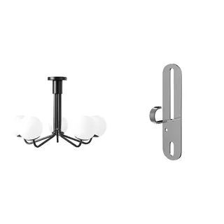 FÖRUT/GLANSSLINKE set: chandelier, 5-armed + pendant/ceiling lamp hook, Height 45 cm