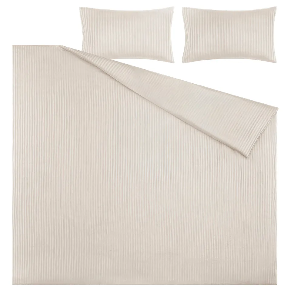 NATTJASMIN duvet cover set, beige, striped, cotton/lyocell, 4-piece bedding.
