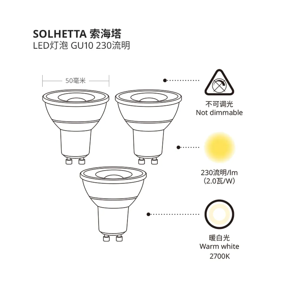 part: SOLHETTA LED bulb GU10 230 lumen