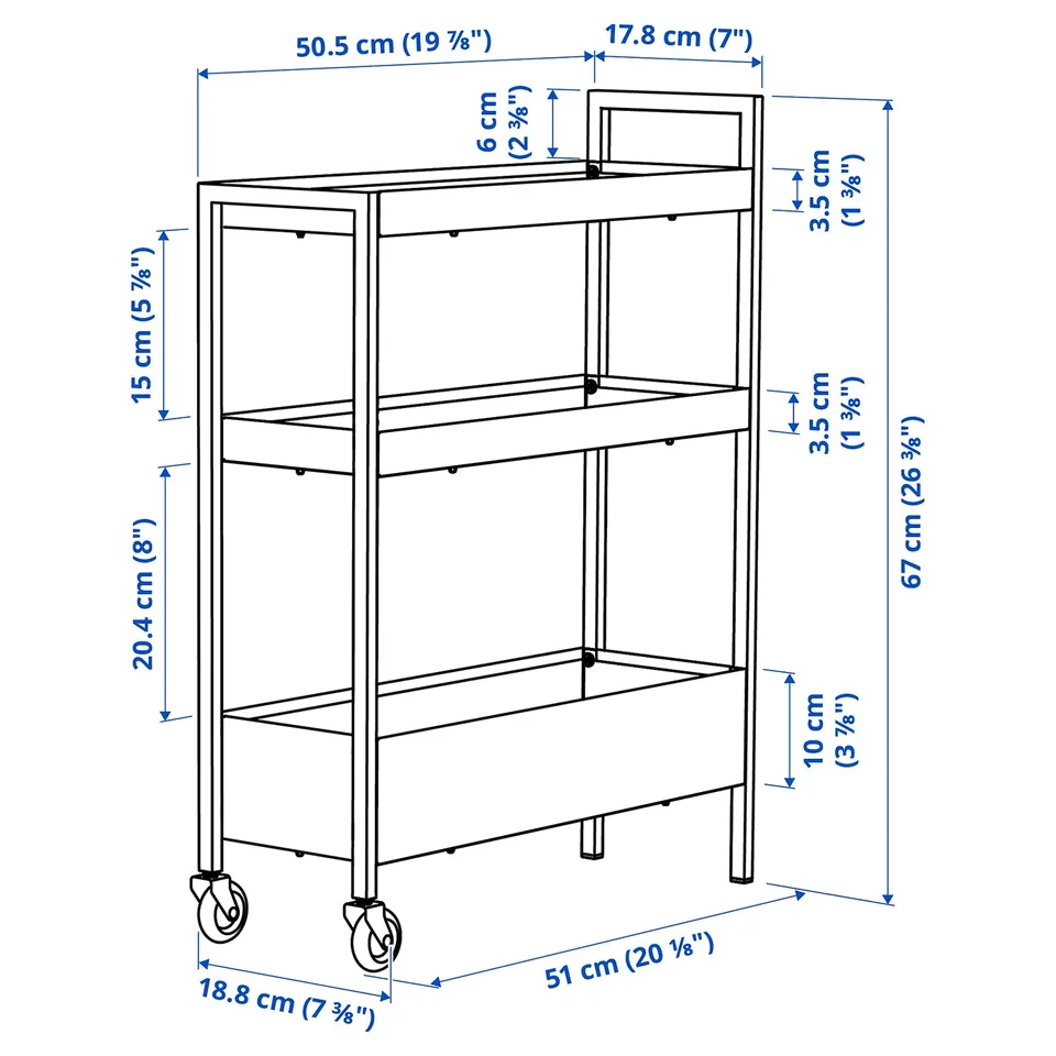Illustration with measurements for the product: NISSAFORS.