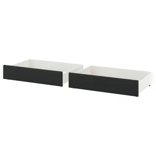 FÅGELFJÄLLET bed storage box, set of 2, black oak effect, 200 cm