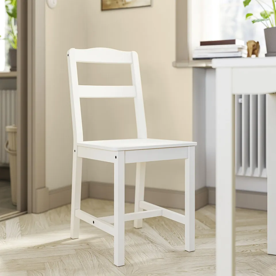 HAUGA white chair, simple design for dining.