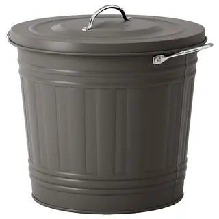 KNODD bin with lid, grey, 16 l
