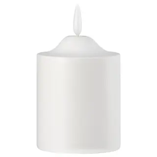 SMÅLOM LED pillar candle, battery-operated white, 9 cm