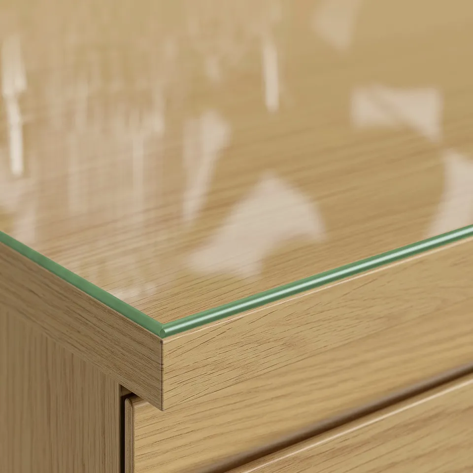 STORKLINTA Glass top, transparent, 140x50 cm