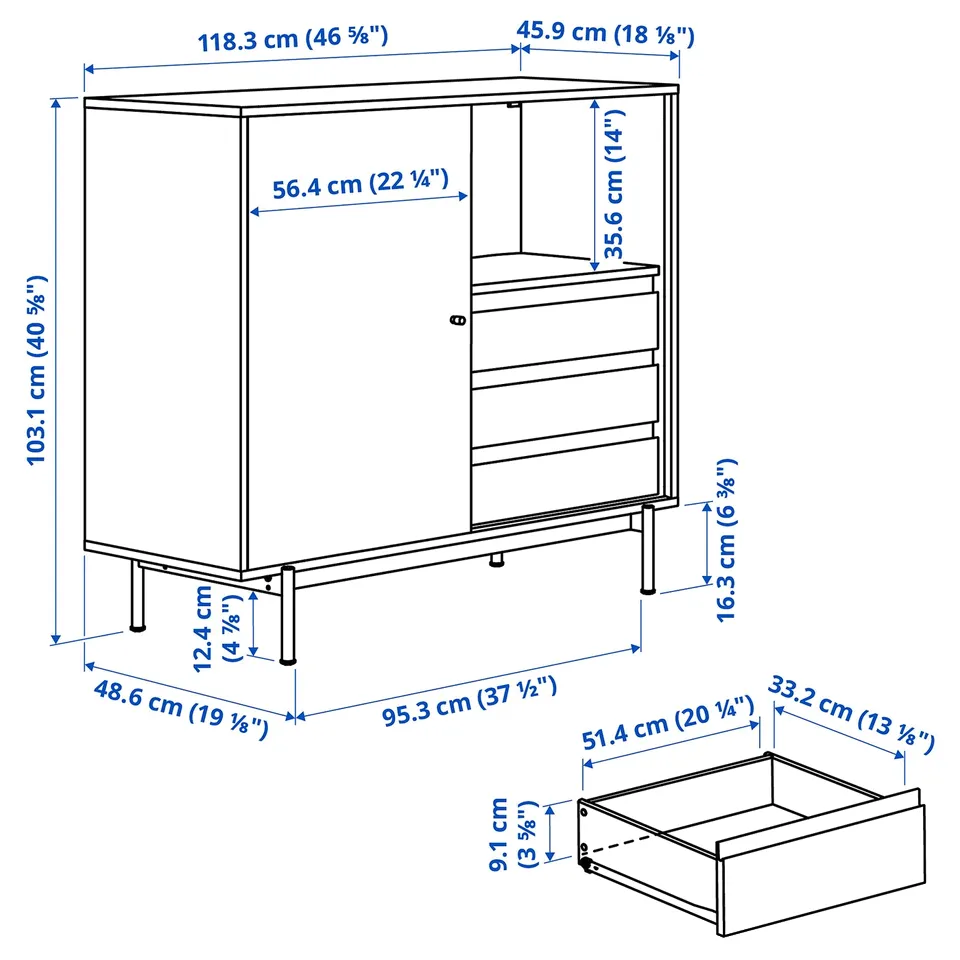 Illustration with measurements for the product: RÅDMANSÖ.