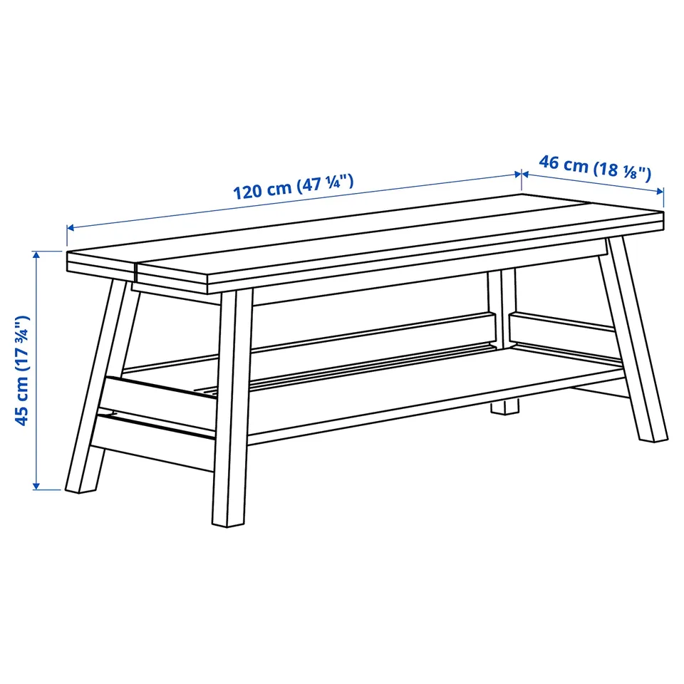 Illustration with measurements for the product: SKOGSTA.