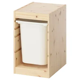 TROFAST storage combination with box, light white stained pine/white, 32x44x53 cm