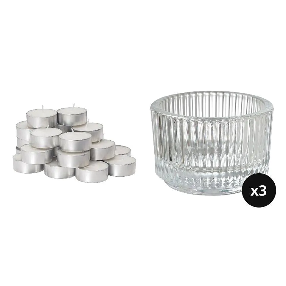 tealight(unscented) + circle tealight holder ×3, photo 1