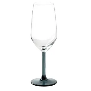 RÖDRÄKA champagne glass, blue-grey/clear glass, 25 cl