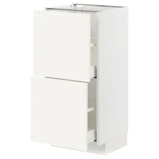 METOD / MAXIMERA base cabinet with 2 drawers, white/Vallstena white, 40x37x80 cm