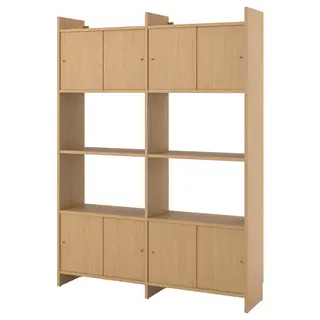 LÅDMAKARE storage combination w sliding doors, with 2 shelves/oak effect, 159x35x212 cm
