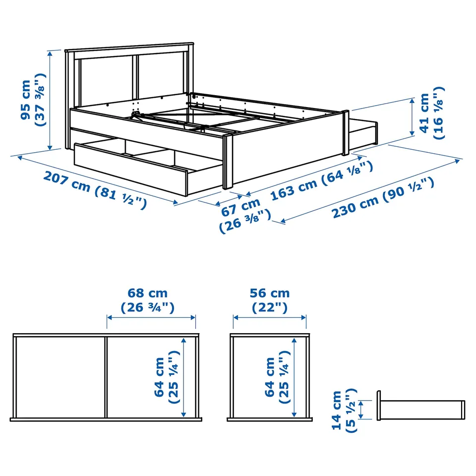 Illustration with measurements for the product: SONGESAND.
