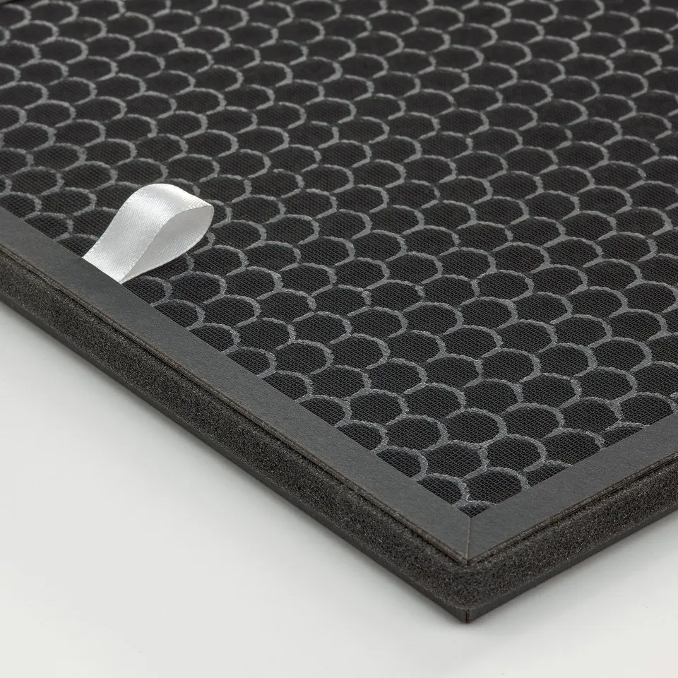 Black honeycomb philtre with velcro, high-quality air purifier.