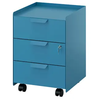TROTTEN drawer unit w 3 drawers on castors, blue, Width 40 x Depth 47 x Height 56 cm